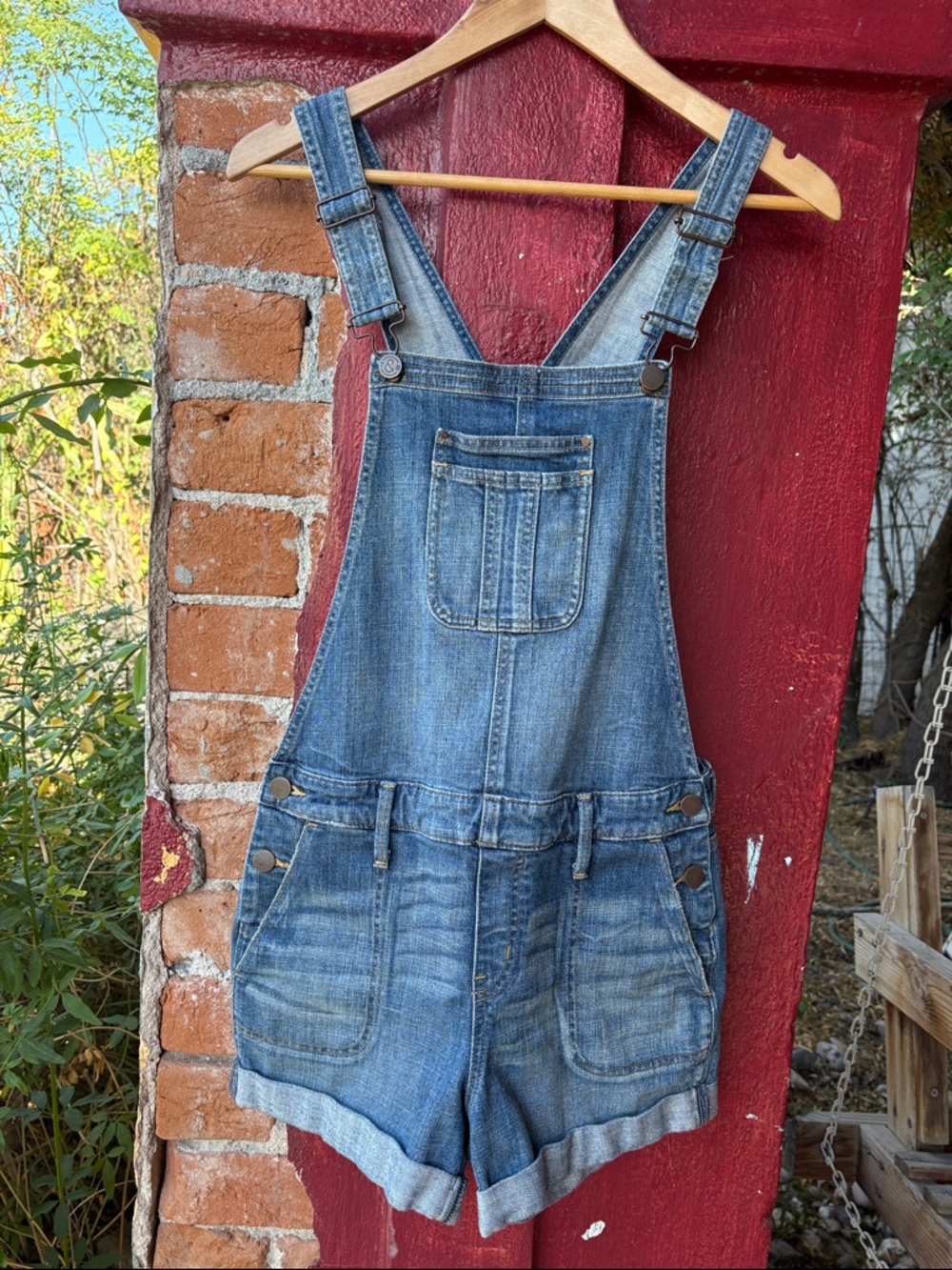 Treasure & Bond Blue Denim Short Overalls
